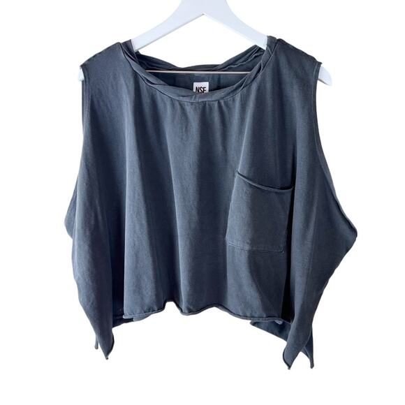 NSF Gray asymmetrical tank pocket Sz medium - Picture 1 of 6